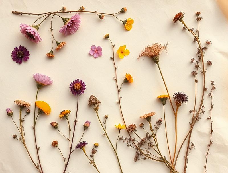 Stamp of pressed wildflowers